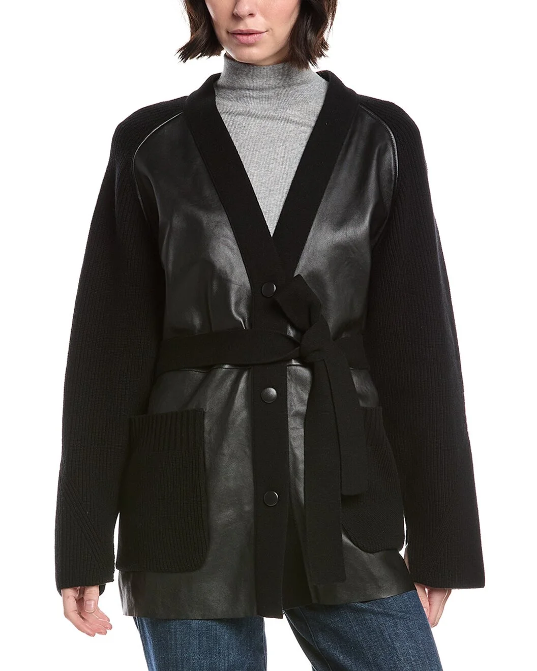 Bogner Roxana Leather Front Wool & Cashmere-Blend Jacket - 1