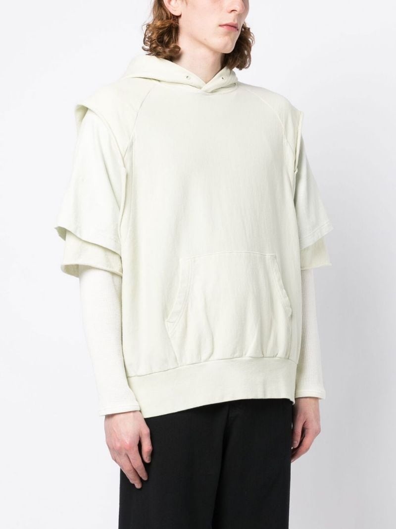 layered-sleeve cotton hoodie - 3