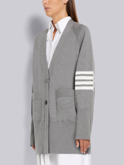 Thom Browne Light Grey Jersey Stitch Cotton 4-Bar Exaggerated Fit Cardigan outlook