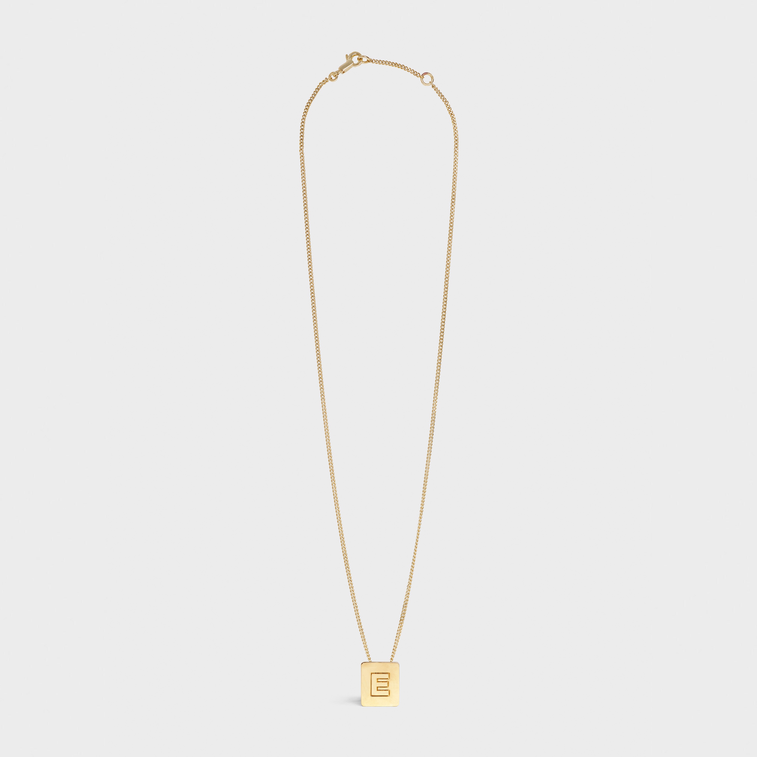 Alphabet E Necklace in Brass with Gold finish - 2