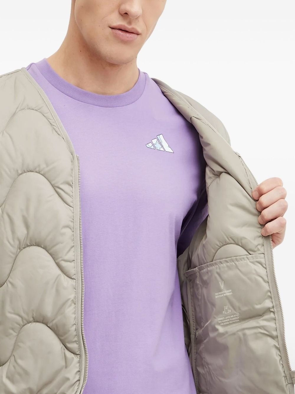 logo-patch quilted-wave vest - 4