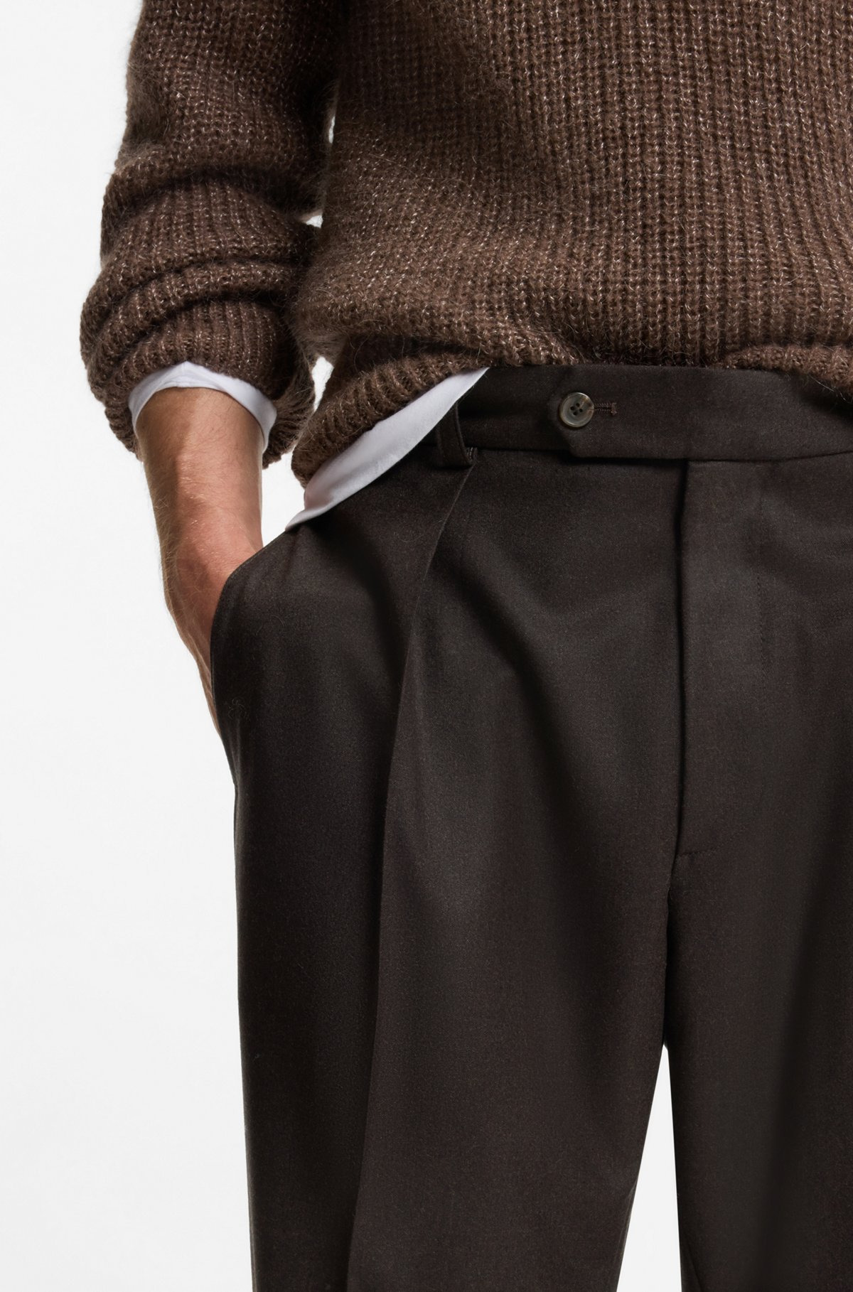 BECKHAM X BOSS RELAXED-FIT TROUSERS IN VIRGIN WOOL - 5