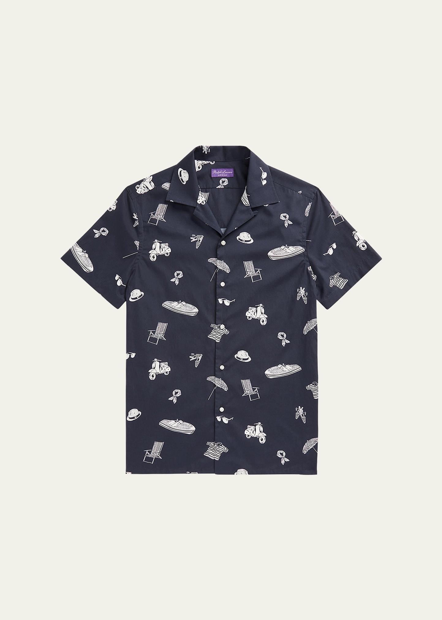 Men's Coastal-Print Camp Shirt - 1