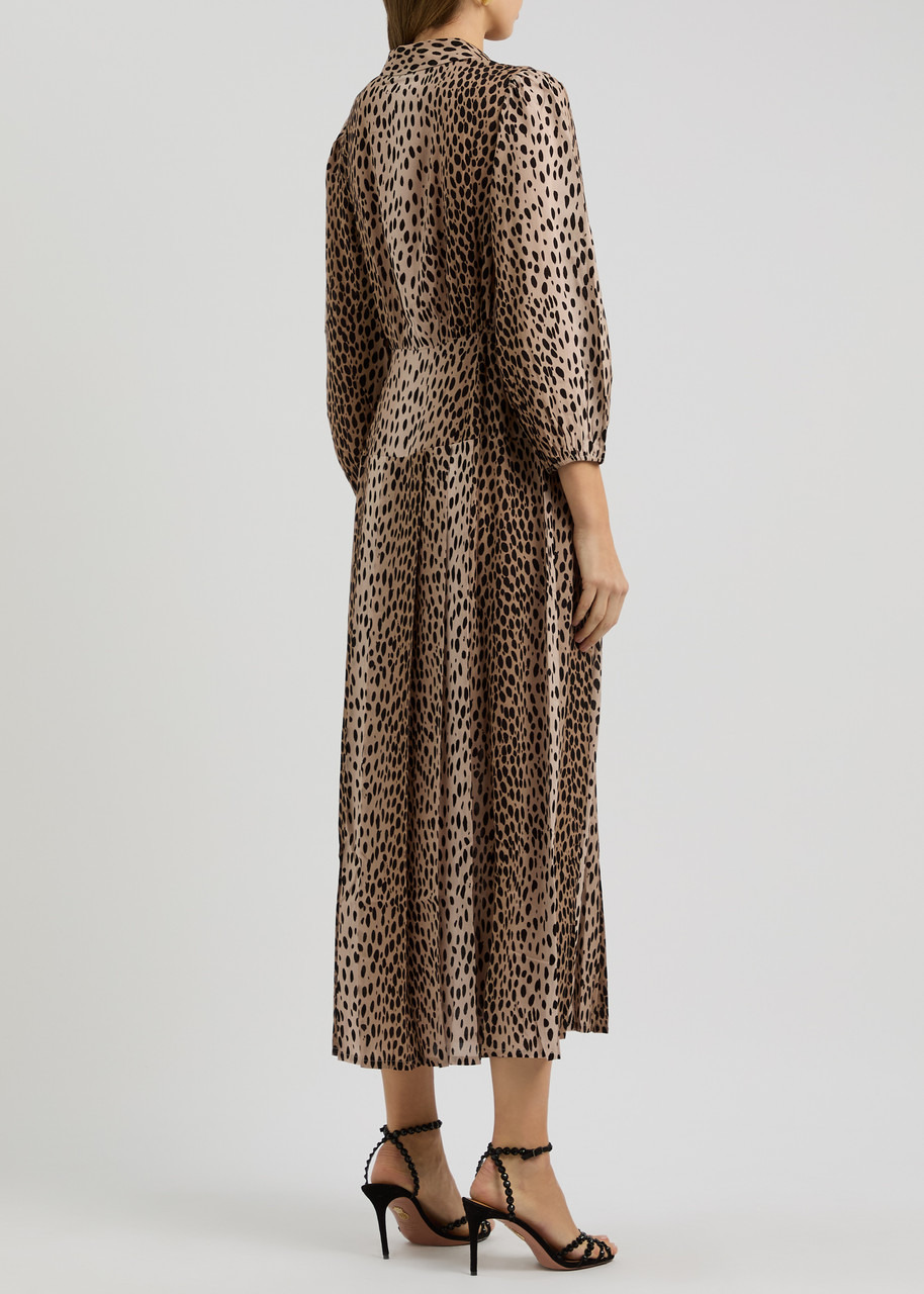 Rixo Izzy Leopard-print Woven Midi Shirt Dress - 3