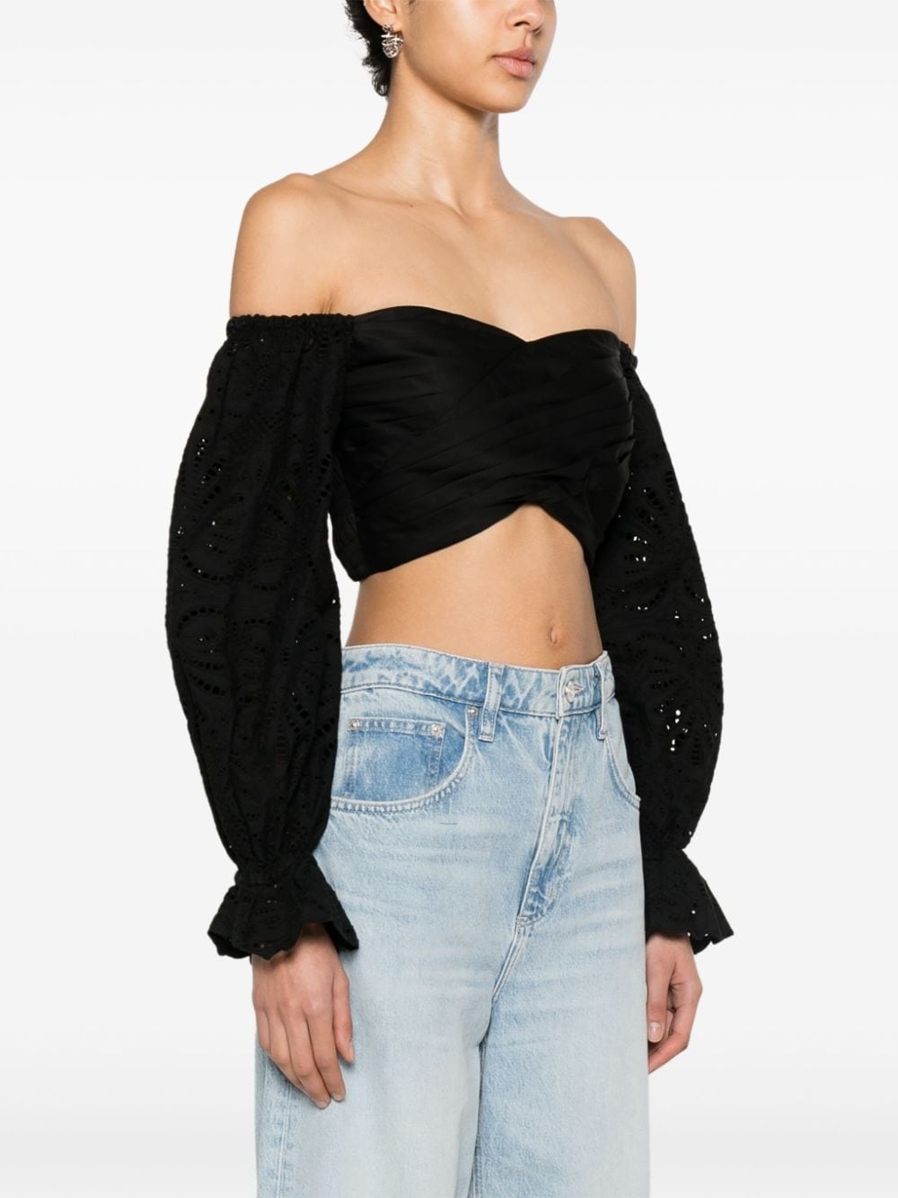 broderie anglaise cropped blouse - 3