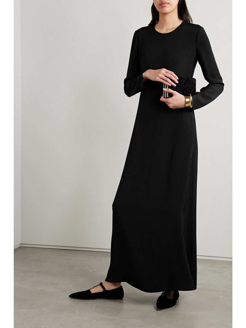 Loro Piana Angelica cutout silk-cady maxi dress Black outlook