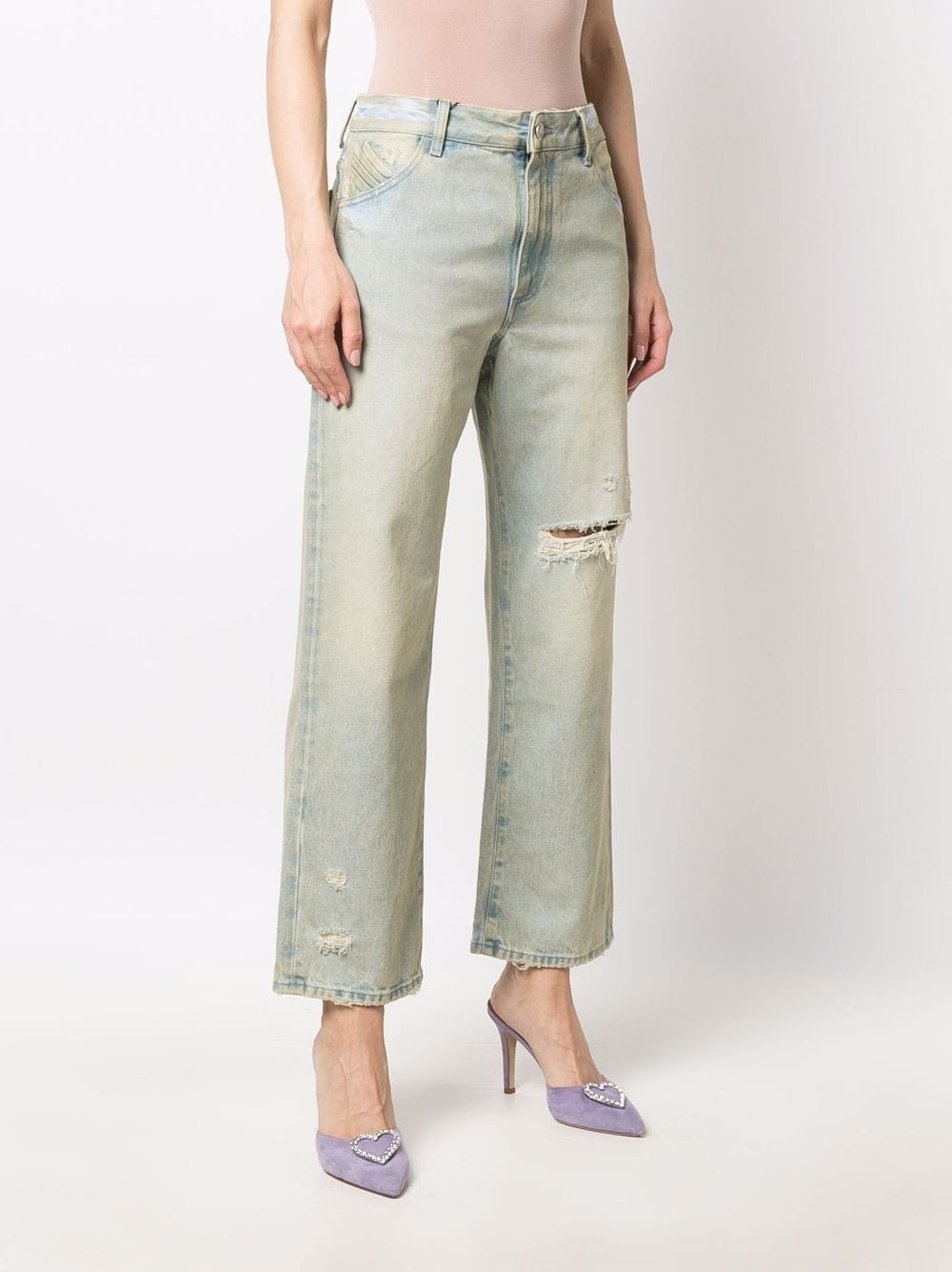 distressed effect wide-leg jeans - 3