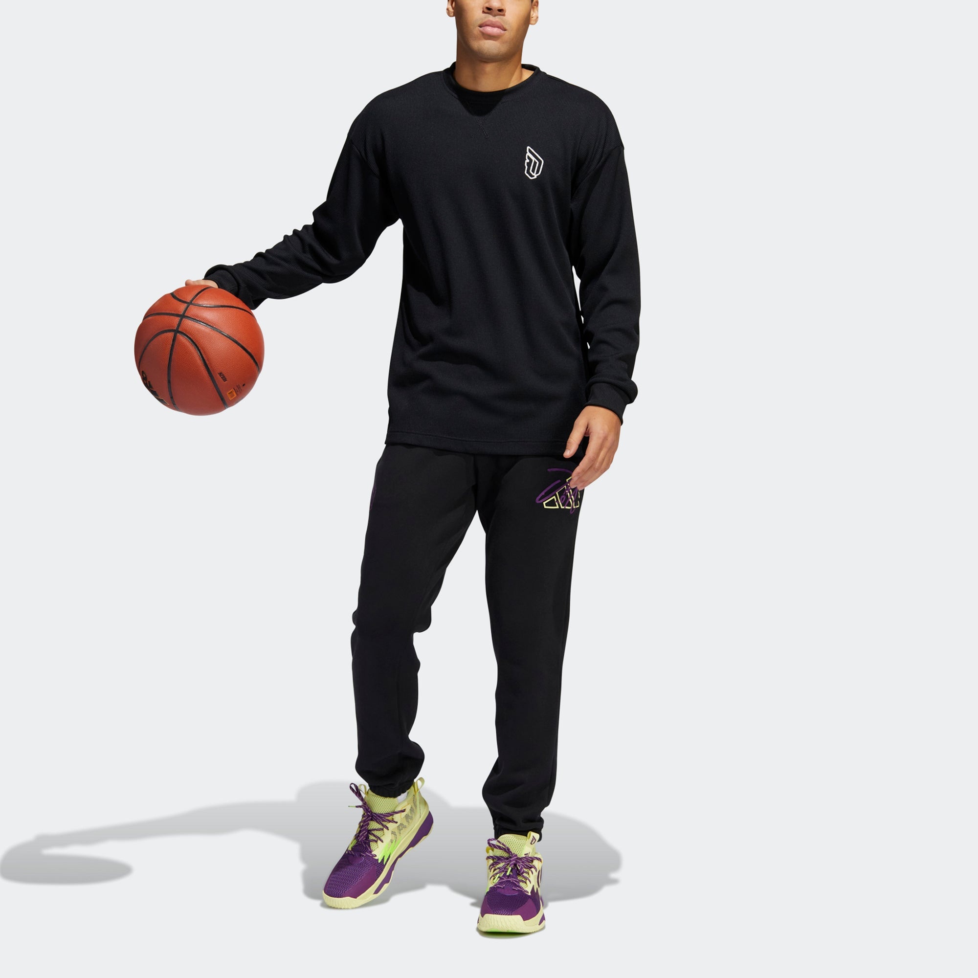 Adidas Dame 8 Inn Pnt Pattern Embroidered Loose Basketball Sports Pants/Trousers/Joggers Black HD520 - 2