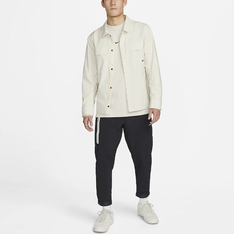 Men's Nike Solid Color Woven Long Sleeves Autumn White Shirt DM6640-104 - 2
