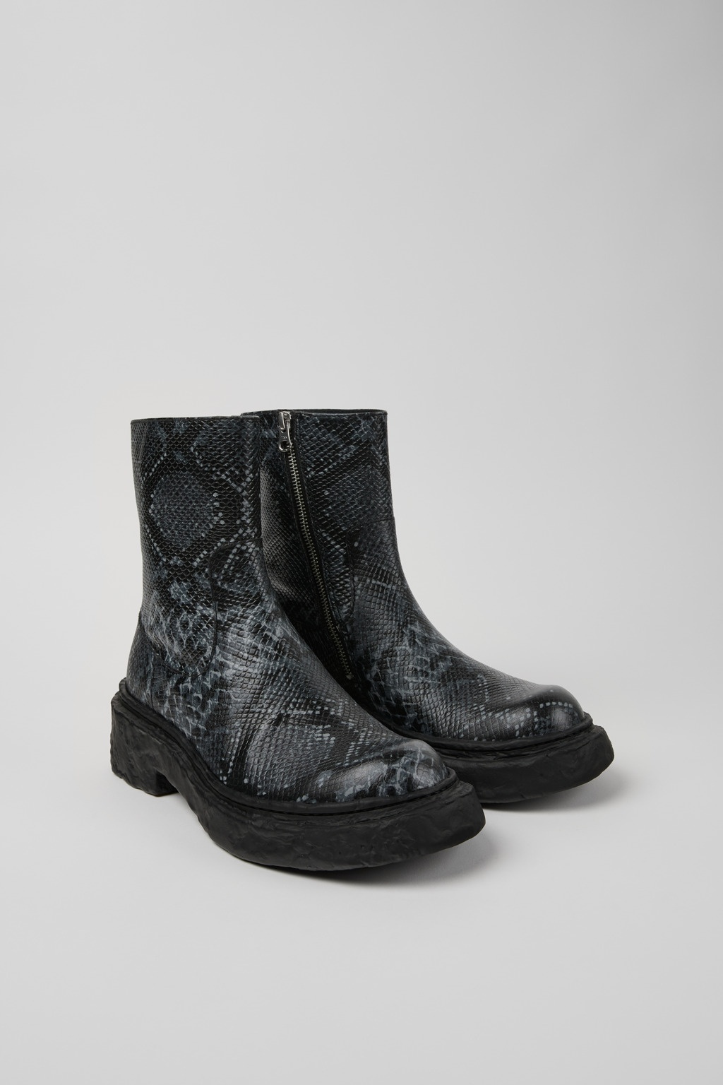 Gray-Black Leather Boots - 2