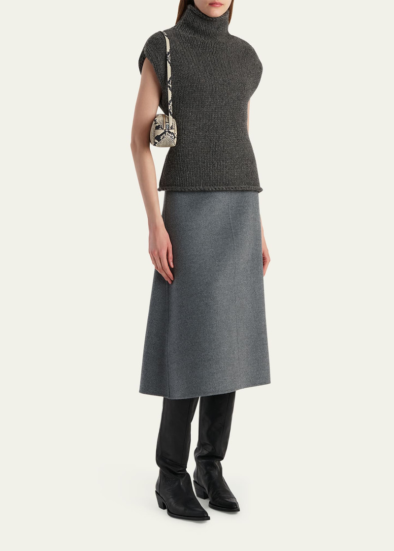 KHAITE Sly Cap-Sleeve Turtleneck Cashmere Top outlook