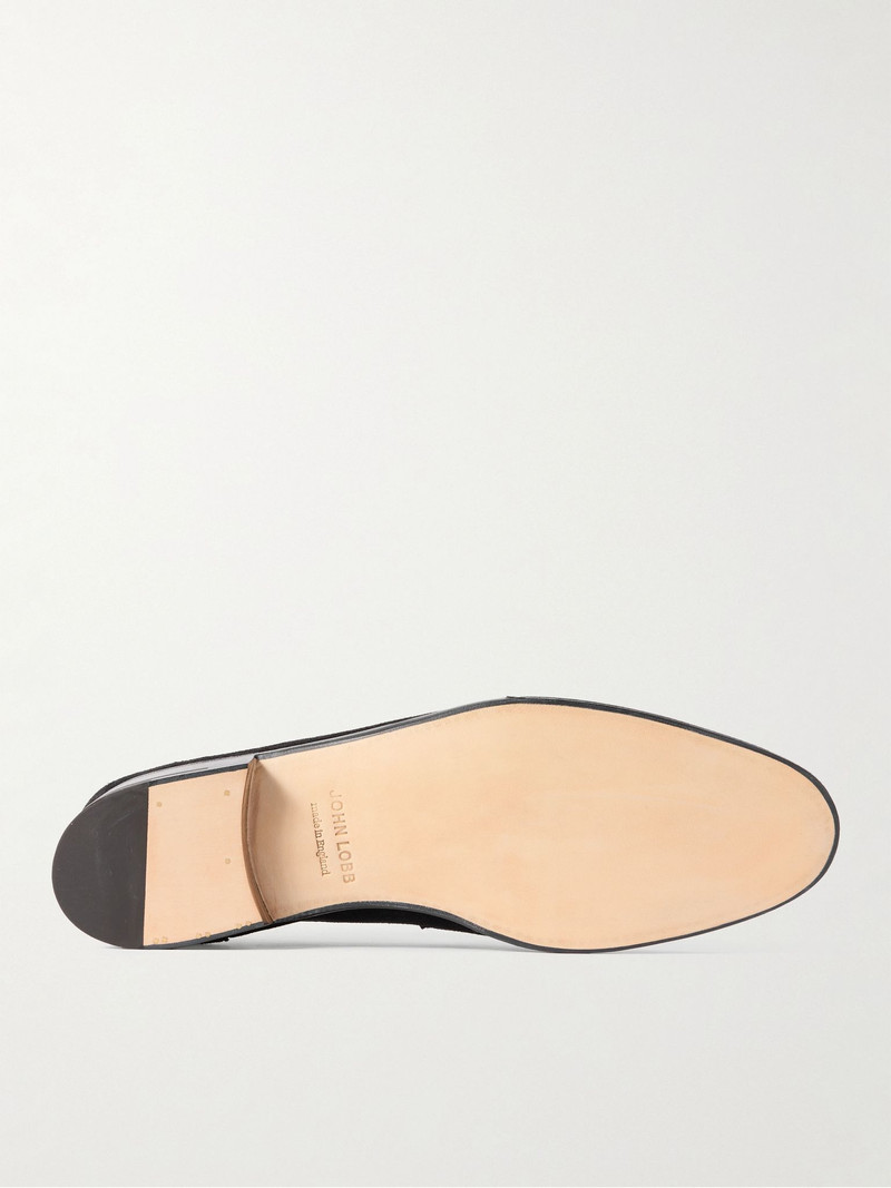 John Lobb James Suede Penny Loafers Black outlook