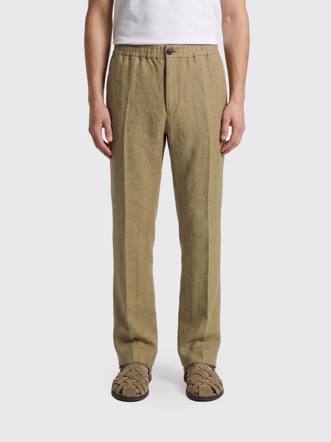FERRAGAMO Striped Linen Blend Tailored Trousers - 1