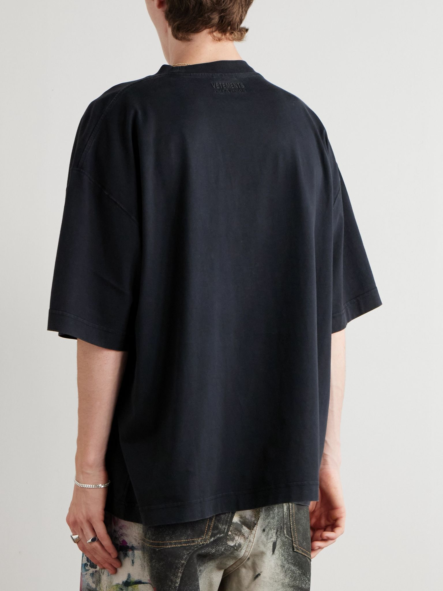 Oversized Printed Cotton-Jersey T-Shirt Black - 3