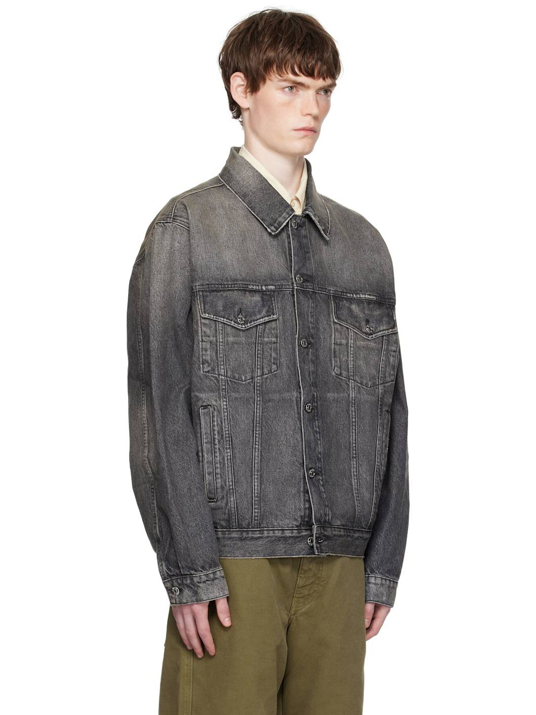 Gray Boxy Denim Jacket - 2
