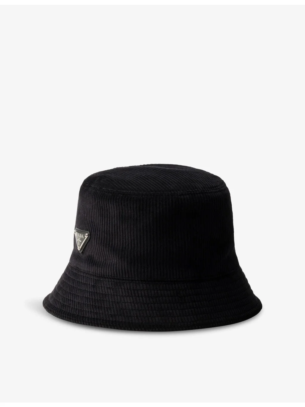 Triangle-Plaque Corduroy Bucket Hat - 1