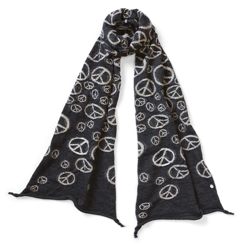 Kapital KAPITAL Fulling Wool HAPPY Scarf PEACE 'Black' outlook