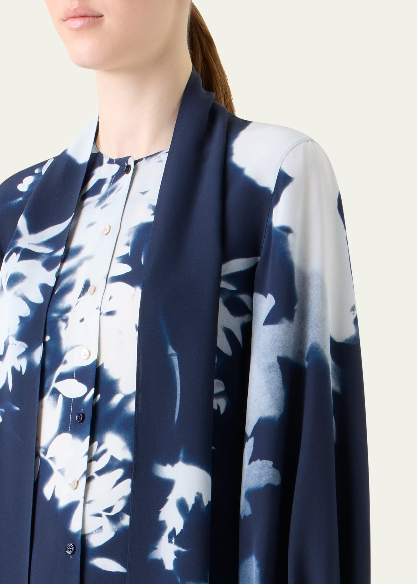 Wildflower-Print Silk Crepe Scarf Blouse - 5