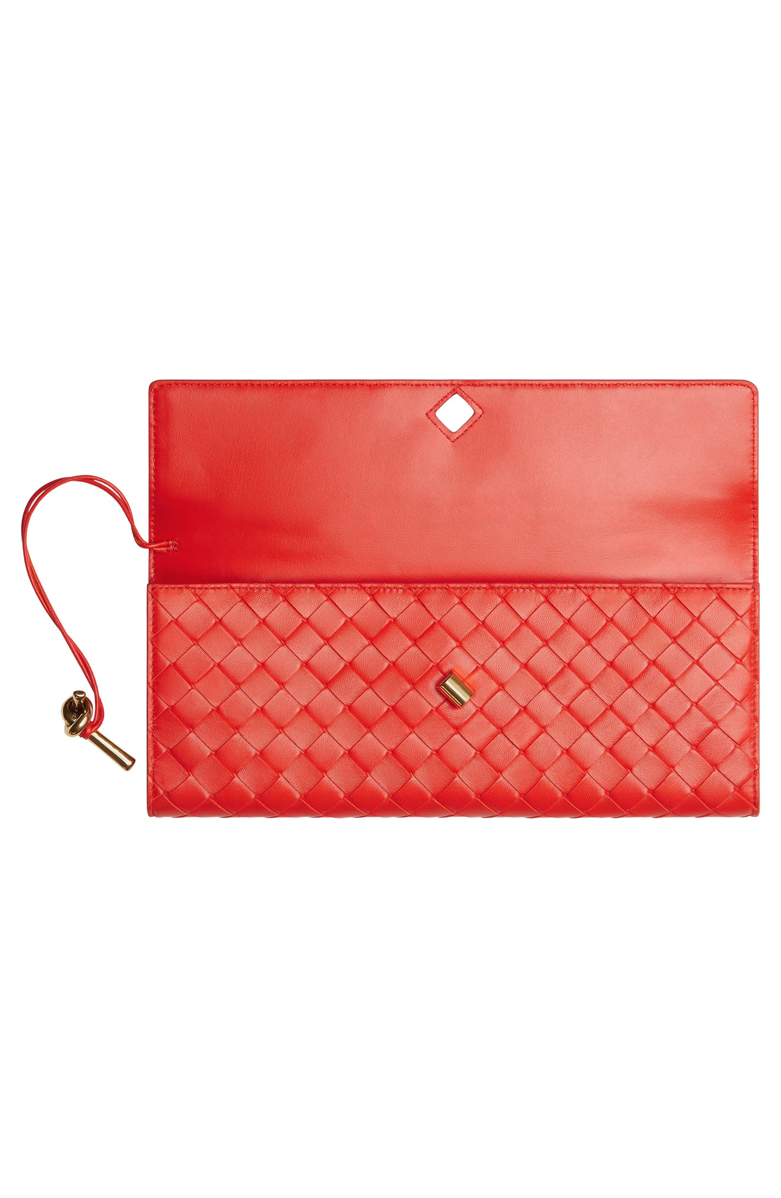 Bottega Veneta Long Andiamo Intrecciato Clutch Bag in Cherry Tomato-Muse Brass at Nordstrom - 5
