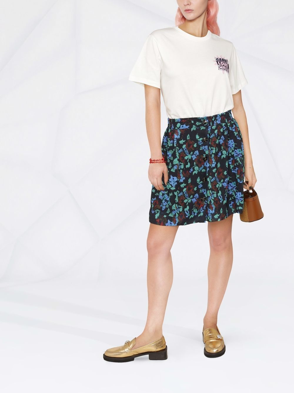 floral-print buttoned skirt - 2