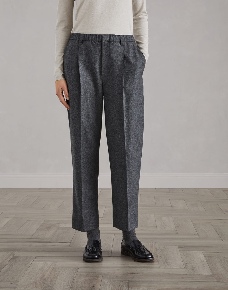 Virgin wool and cashmere flannel baggy trousers 1
