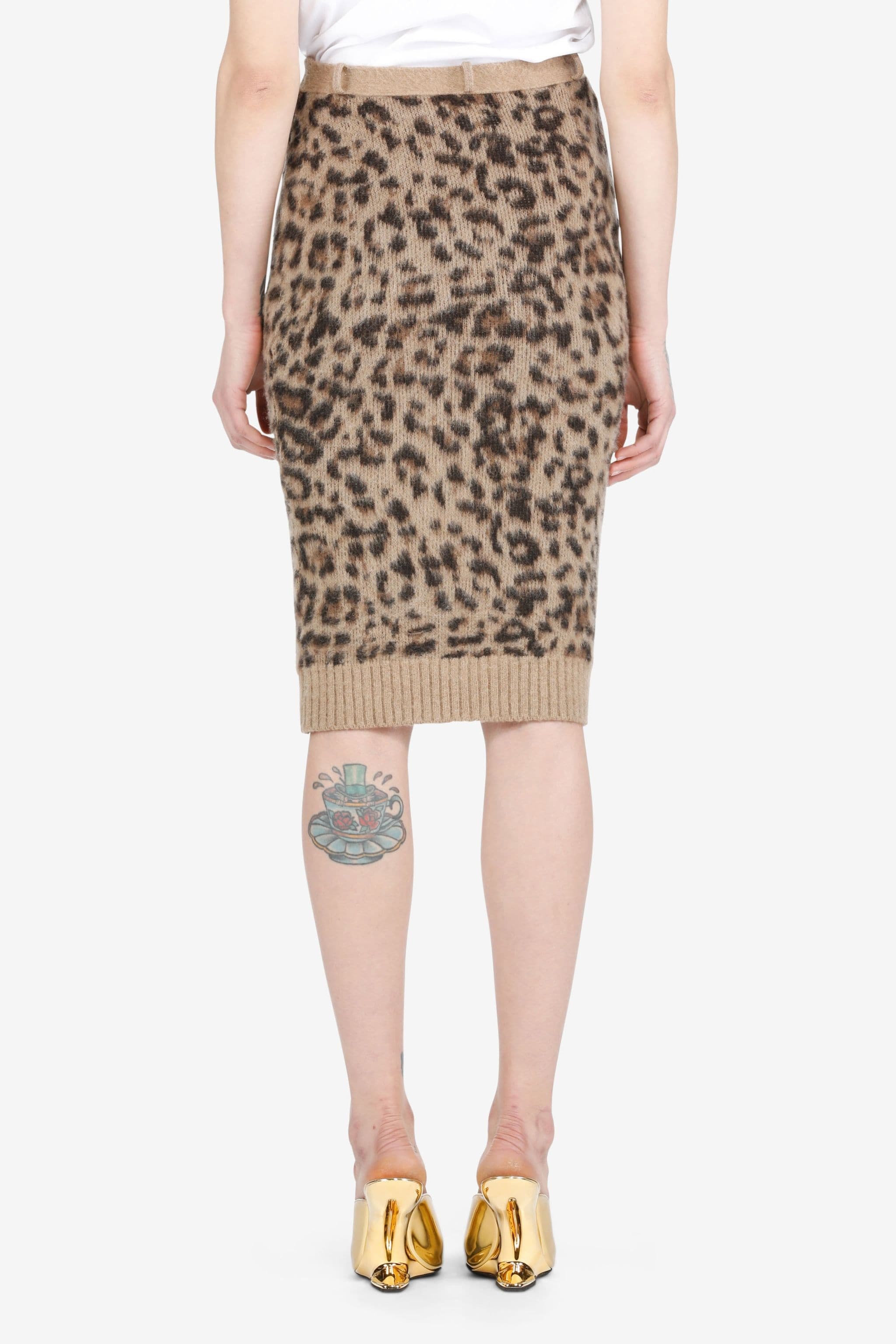 LEOPARD-JACQUARD KNITTED SKIRT - 2