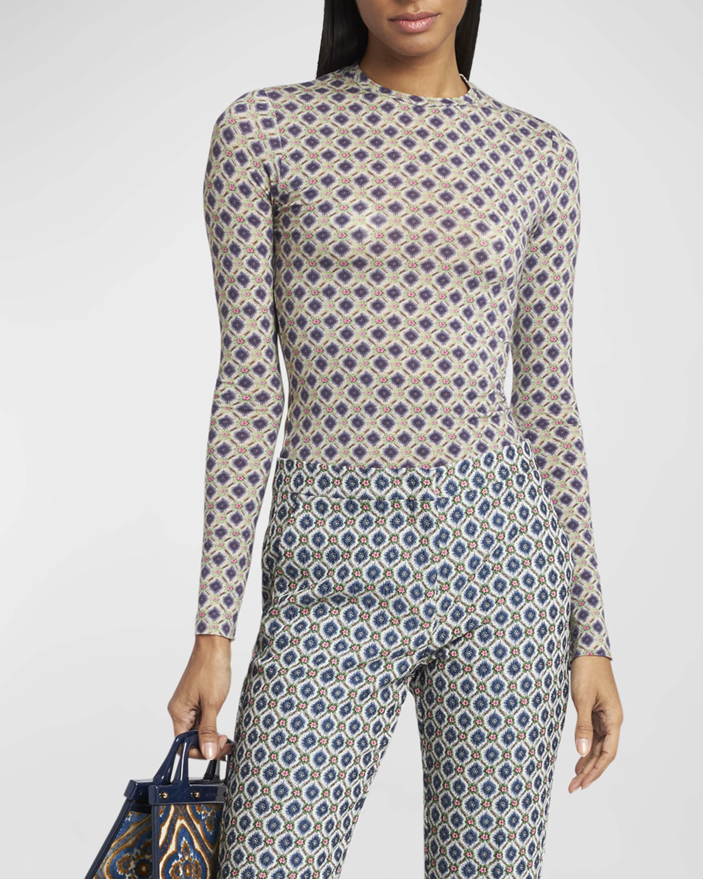 Etro Jersey Long Sleeve Micro Floral Top | neimanmarcus