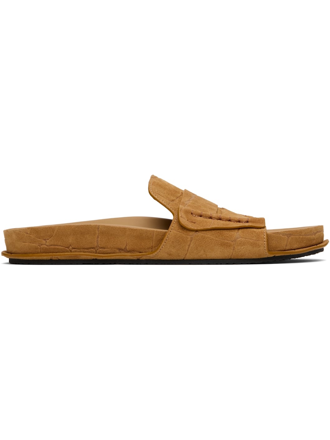 Tan Suede Loafer Sandals - 1