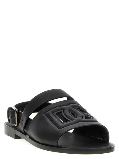 Dolce & Gabbana Logo Leather Sandals Black outlook