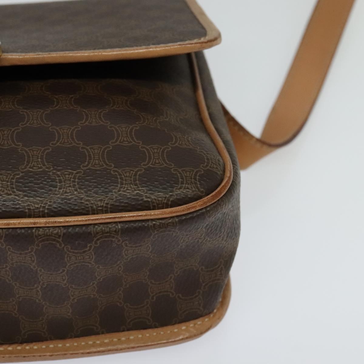 CELINE Macadam Canvas Shoulder Bag Pvc Leather Brown - 16