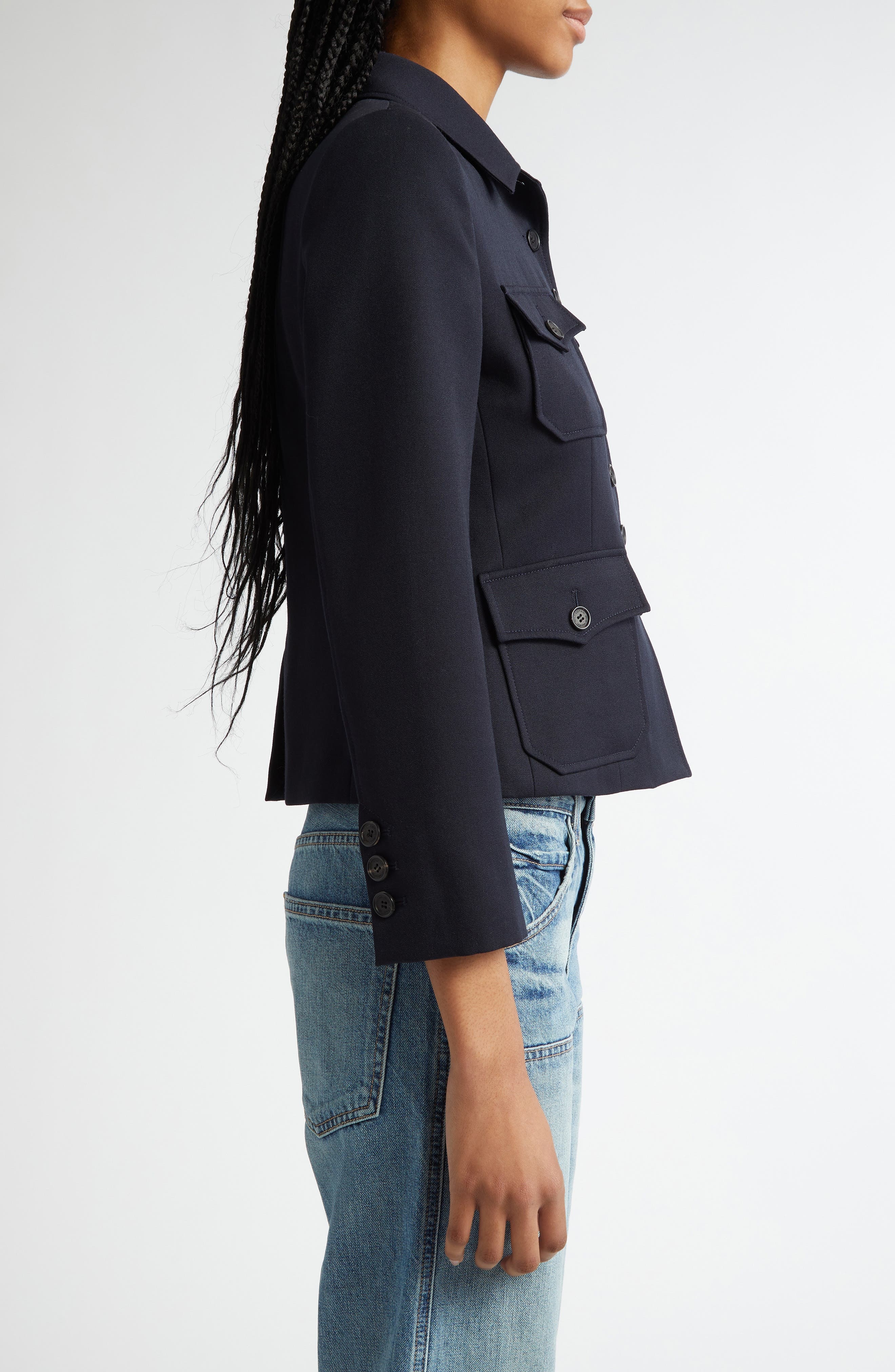 Nili Lotan Jamison Virgin Wool Jacket in Midnight at Nordstrom - 4