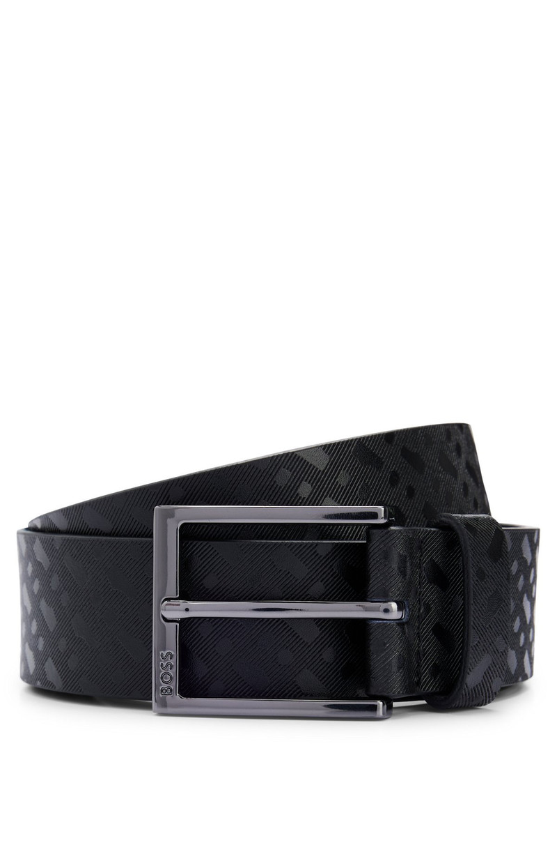 ITALIAN-LEATHER BELT WITH EMBOSSED MONOGRAMS 1