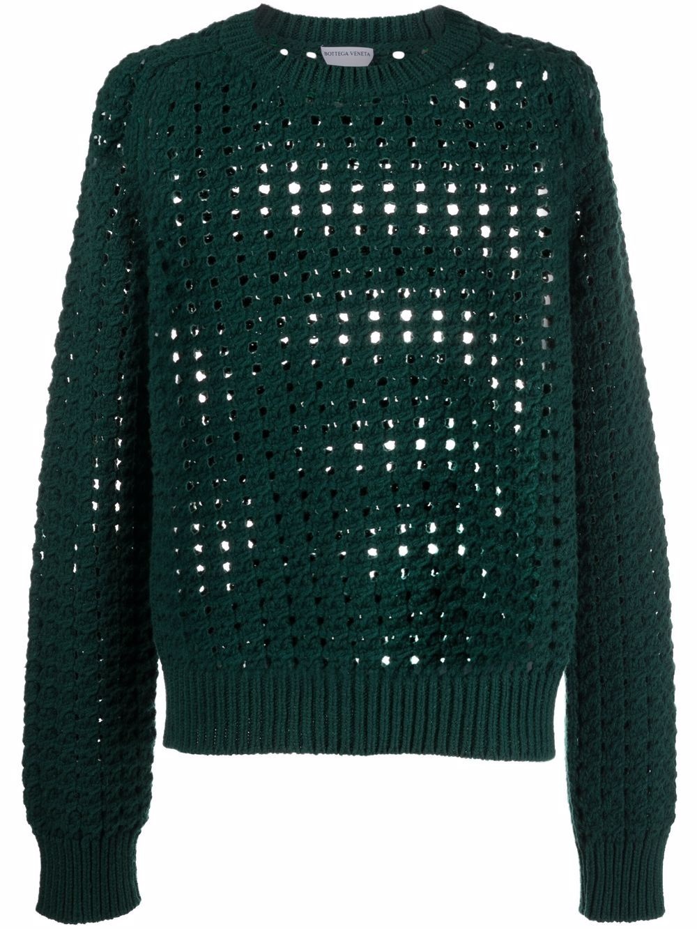 open cable-knit wool jumper - 1