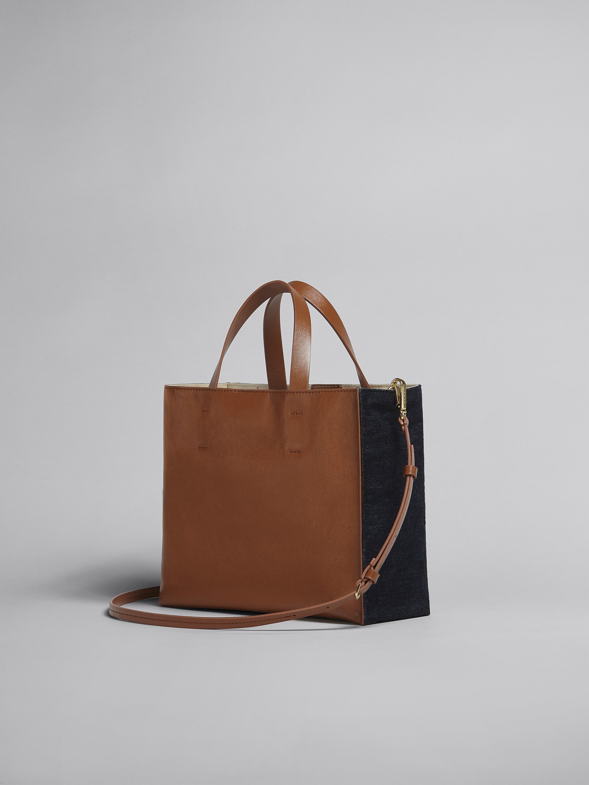 MUSEO SOFT SMALL BAG IN DENIM AND LEATHER - 3