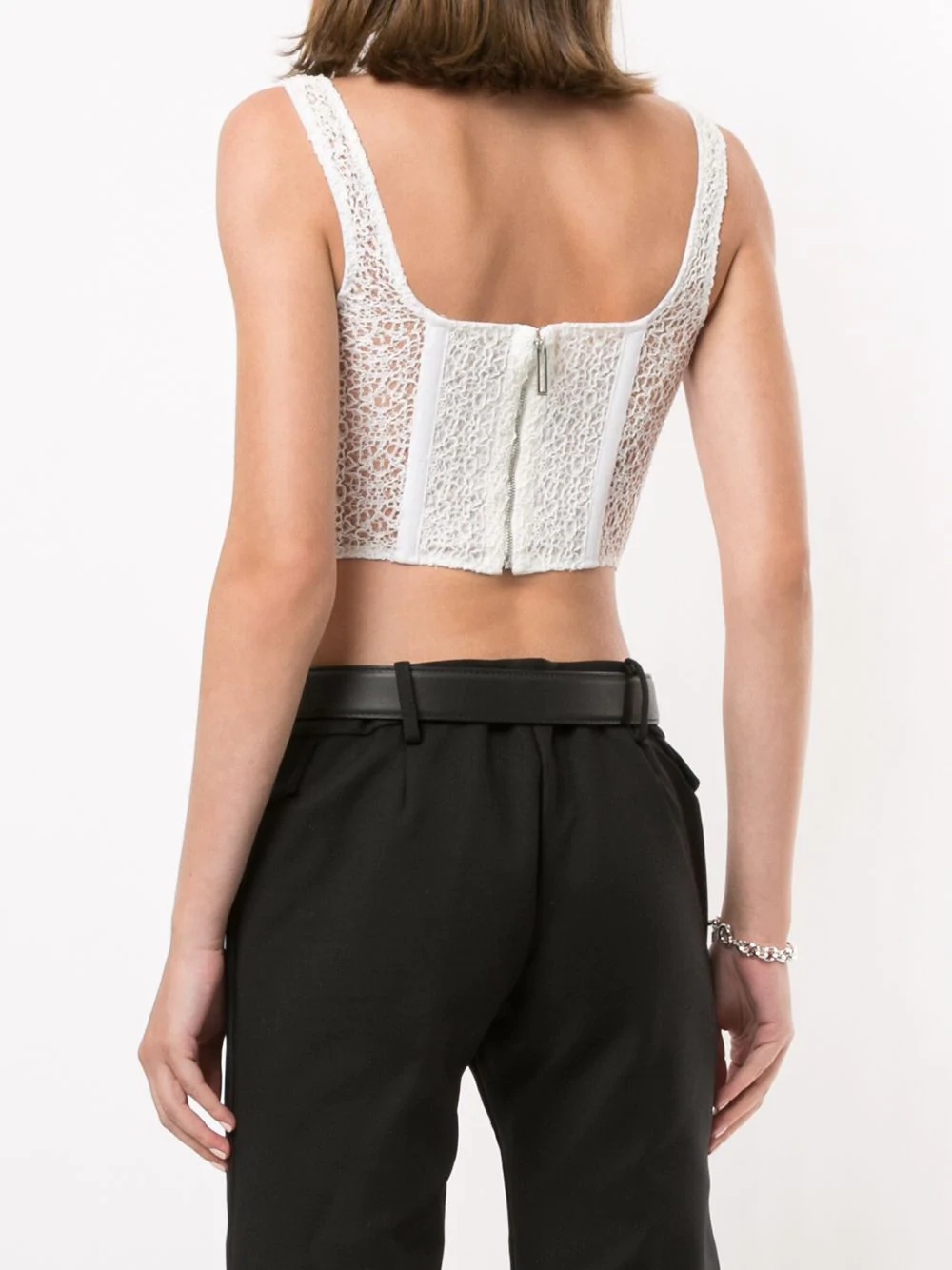 mesh panelled corset crop top - 4