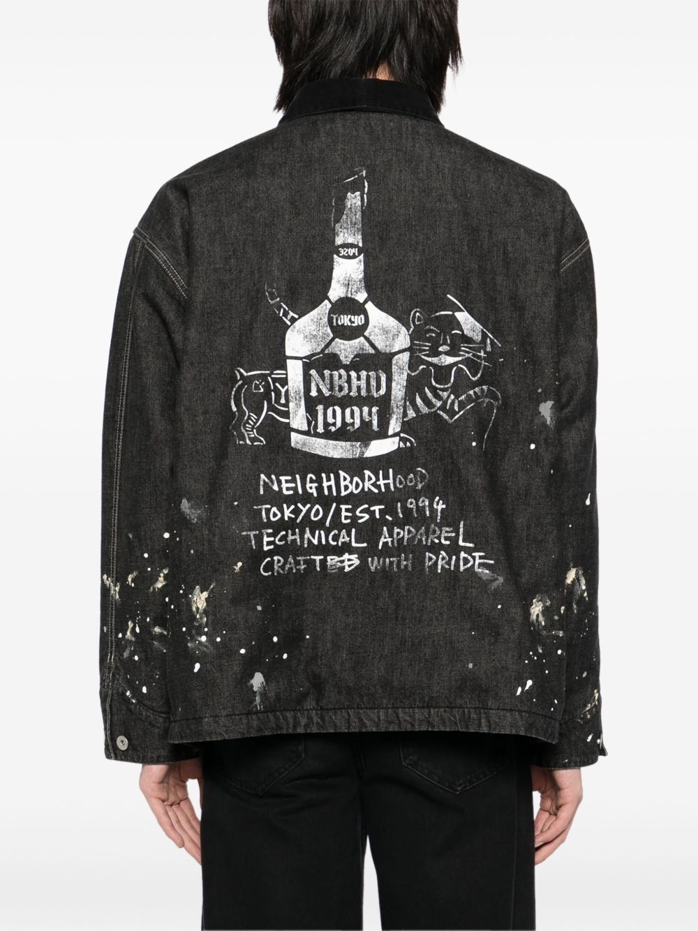 corduroy-collar washed-coverall jacket - 4