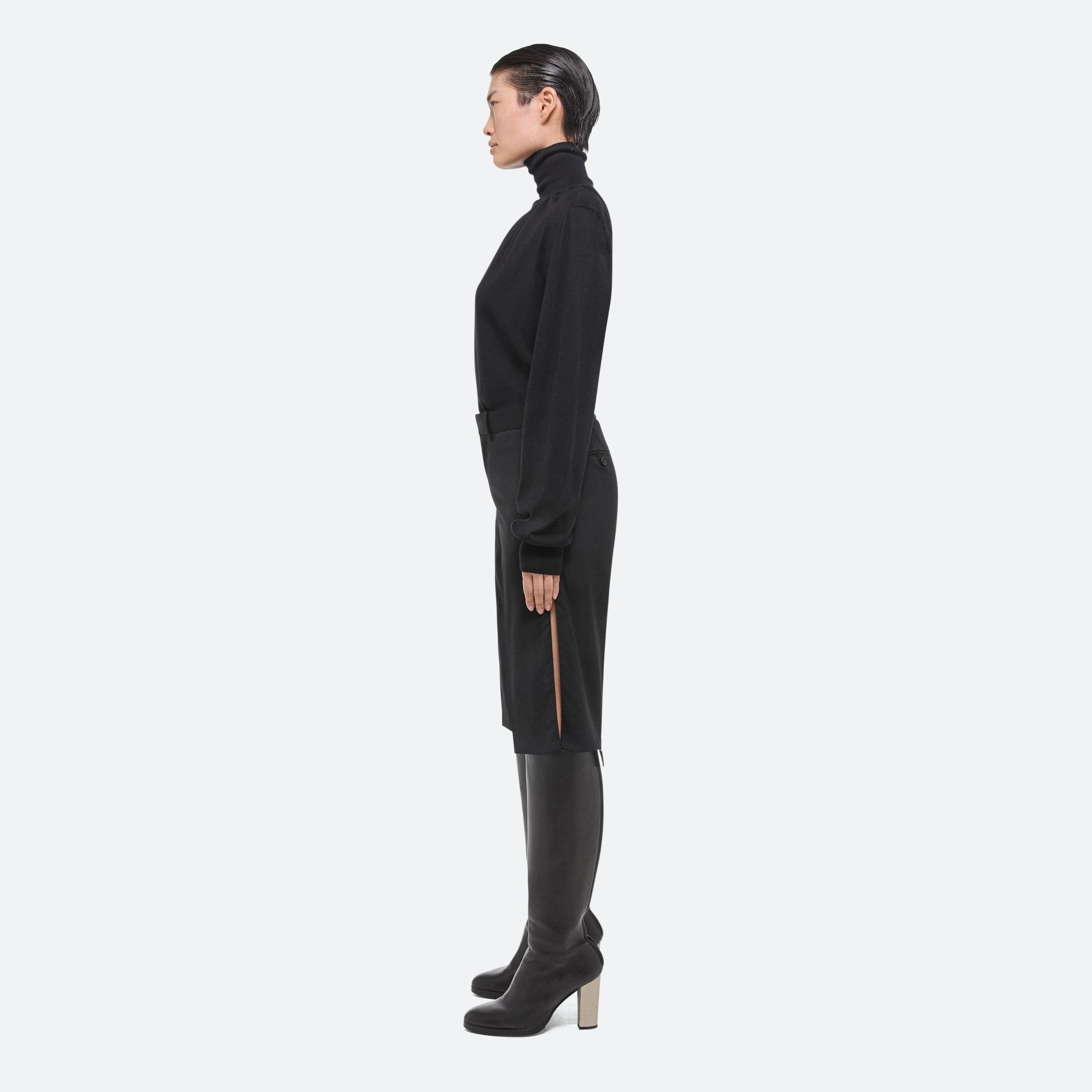 RUCHED WOOL-SILK TURTLENECK - 4