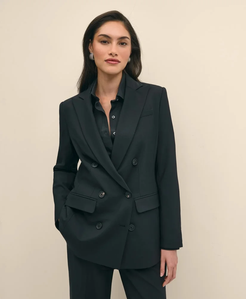 The Essentials Double-Breasted Peak Lapel Jacket in Wool Blend - 1