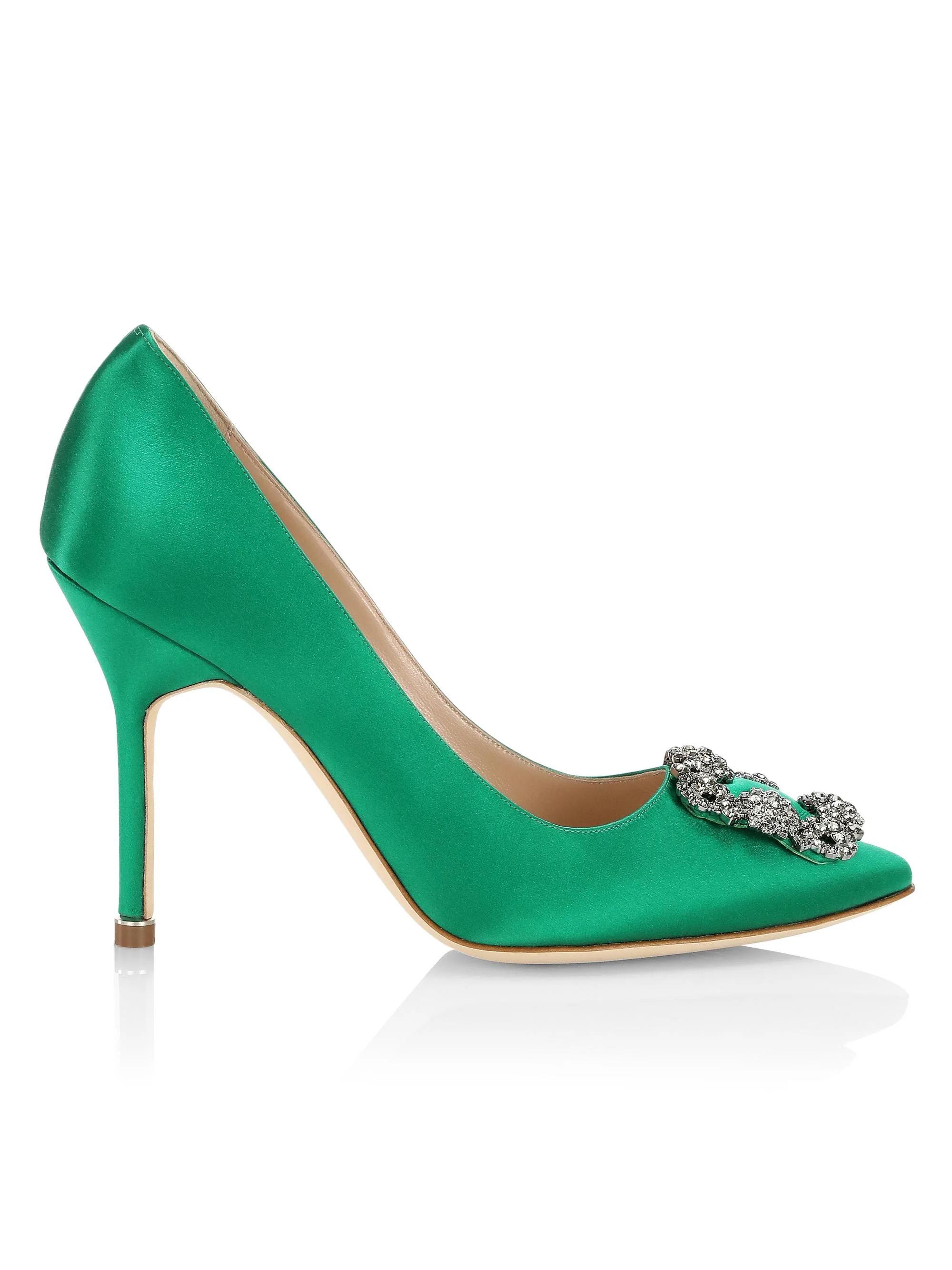 Women's Hangisi 105MM Embellished Satin Pumps - Green - 1
