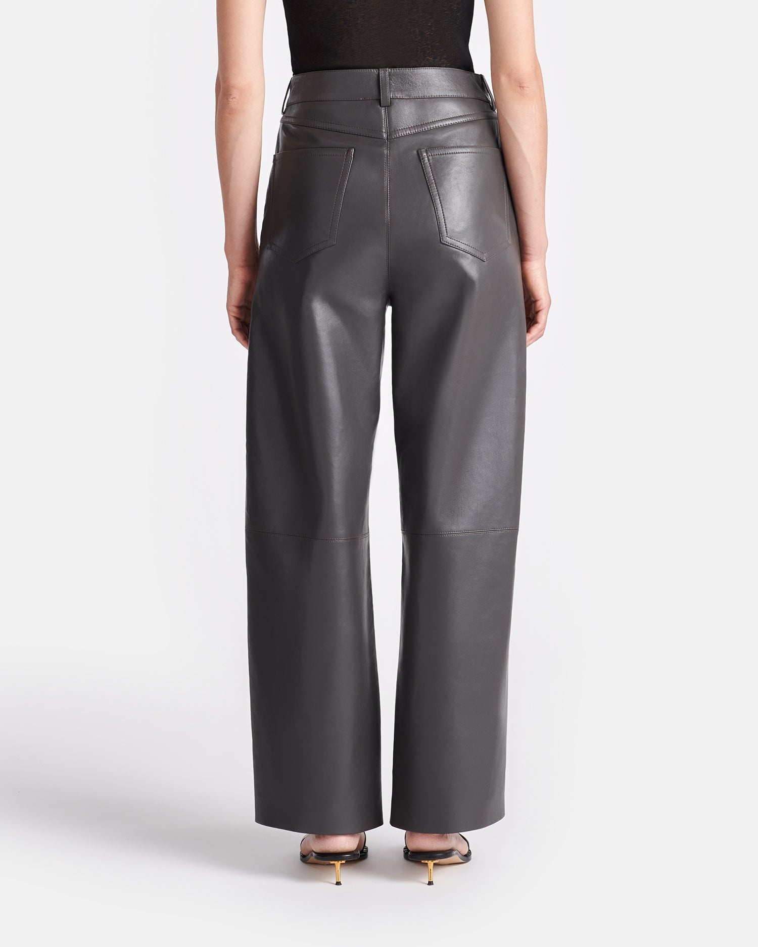 Regenerated Leather Barrel-Leg Pants - 4