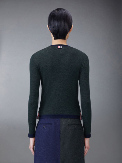 Thom Browne Wool Rib Contrast Trim Crew Neck Cardigan outlook