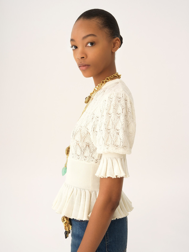 SHORT-SLEEVE RUFFLED SWEATER IN A WOOL-MIX KNIT 4