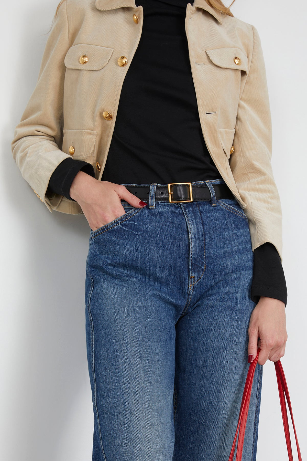 Gabriele Belt in Black with Antique Gold Buckle - 2