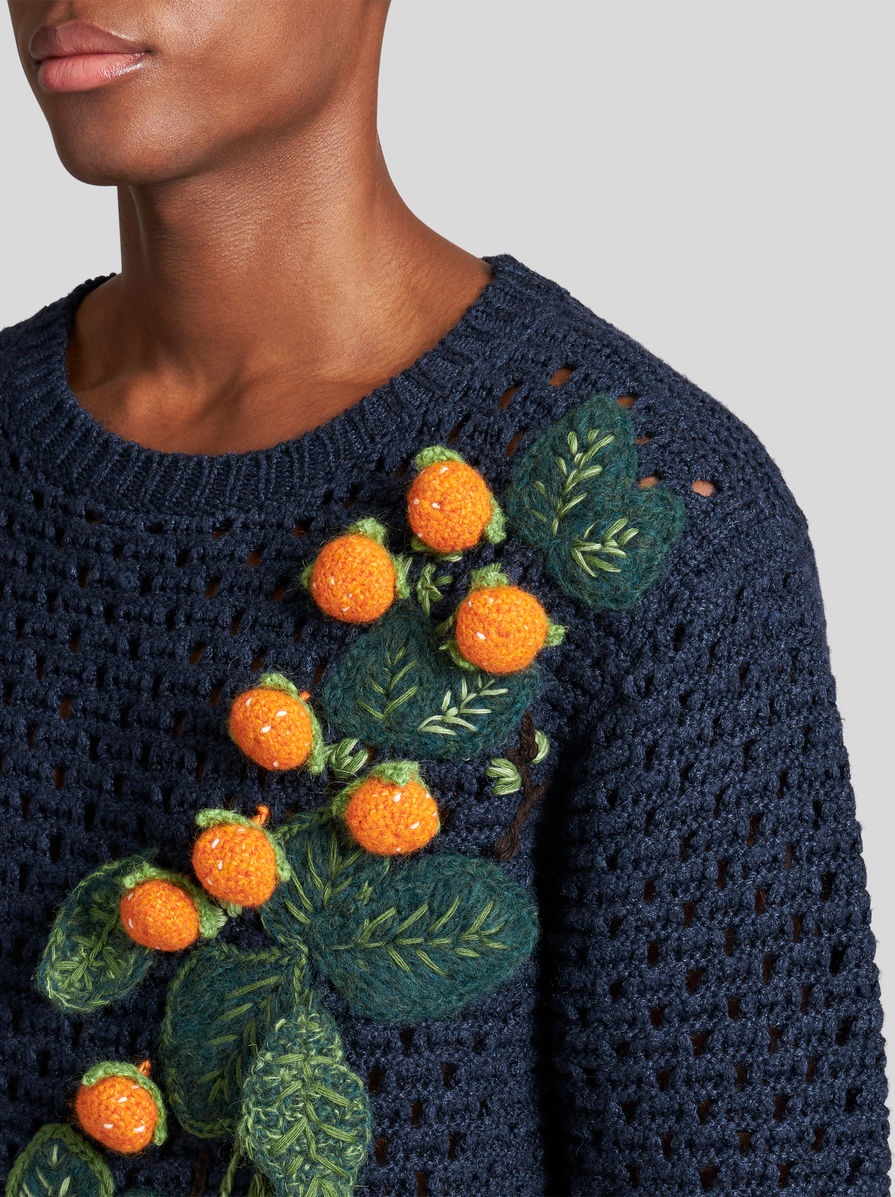 TRICOT ROUND NECK JUMPER WITH FLOWERS - 2