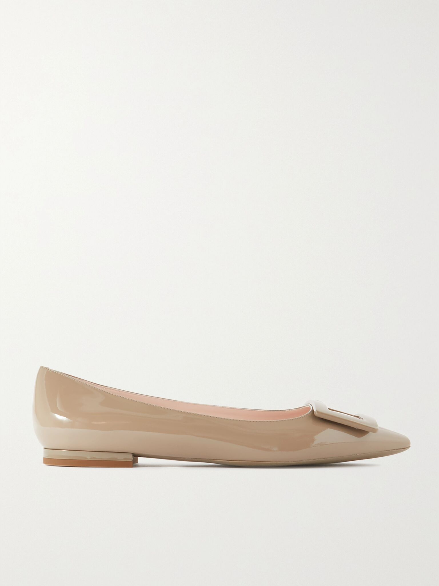 Gommettine patent-leather point-toe flats Taupe - 1
