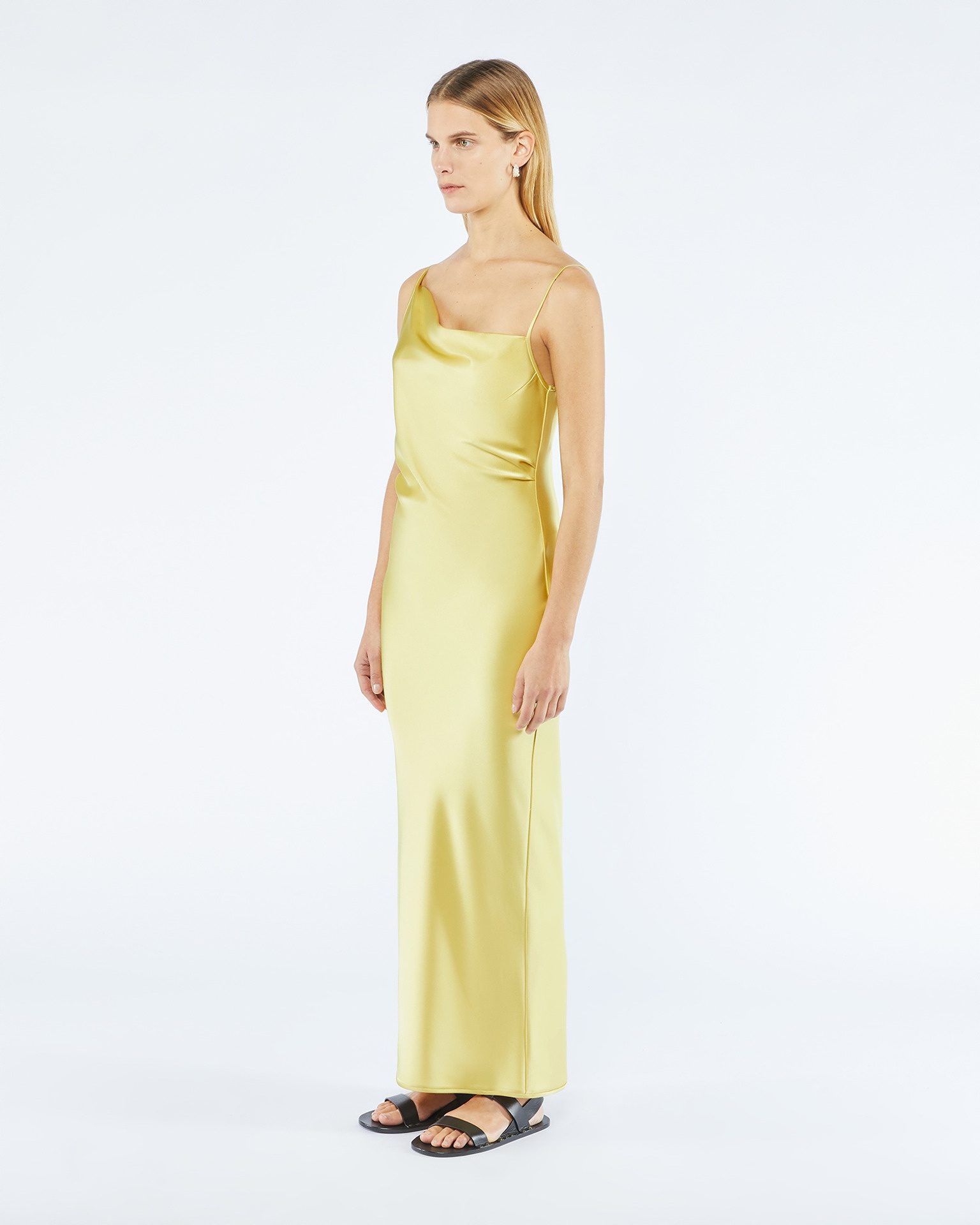 LENNIE - Slip satin midi dress - Yellow - 3