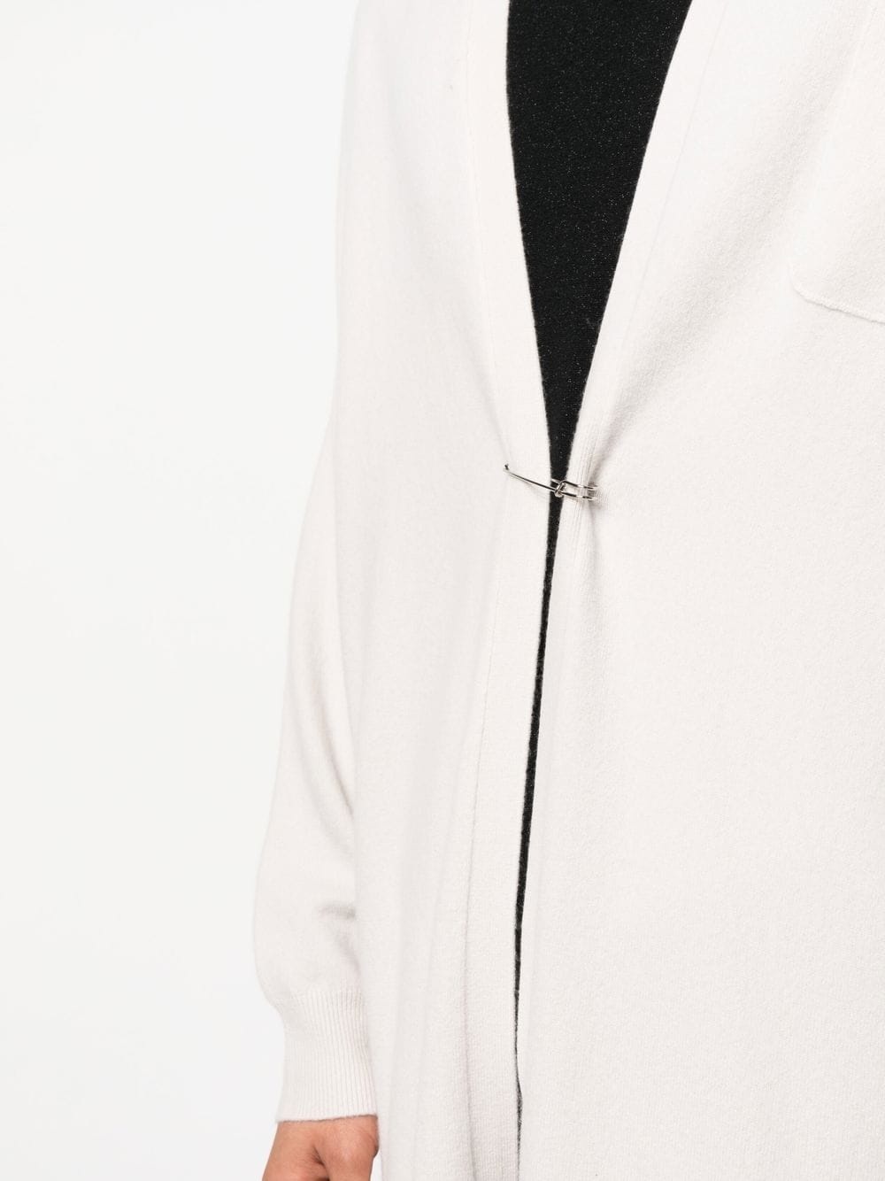 safety-pin long cashmere cardigan - 6