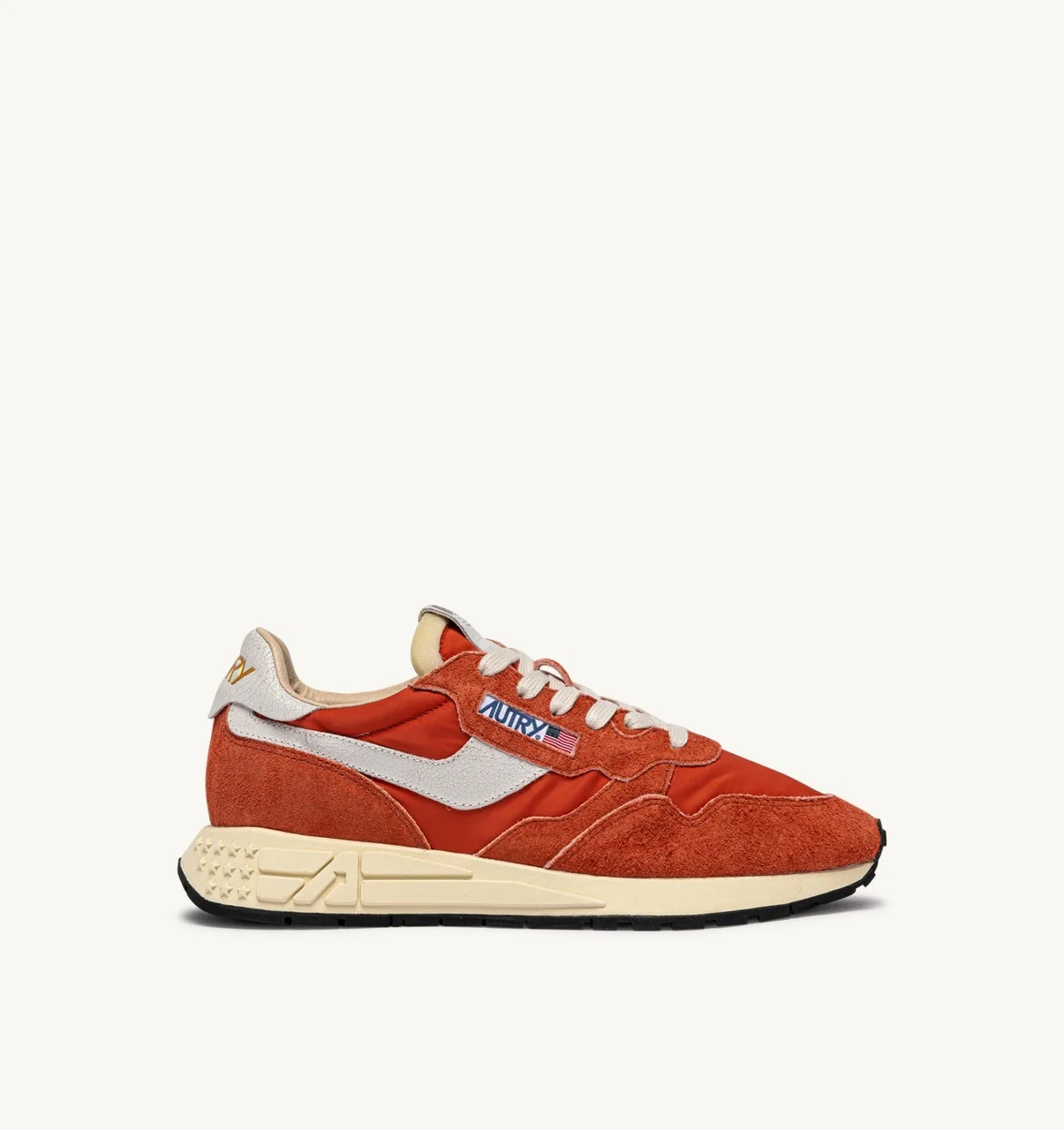 REELWIND LOW SNEAKERS IN WHITE AND ORANGE RUST NYLON AND SUEDE - 1