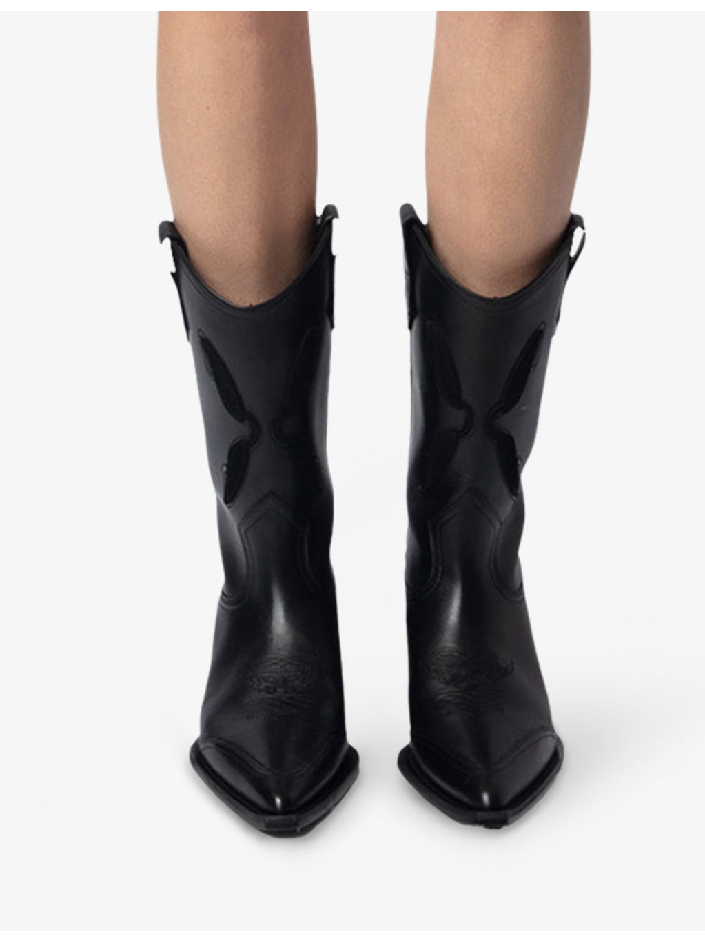 Cara Western Leather Ankle Boots - 5