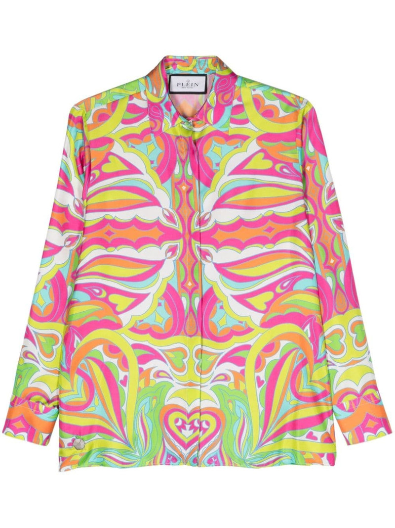 abstract-print silk shirt 1